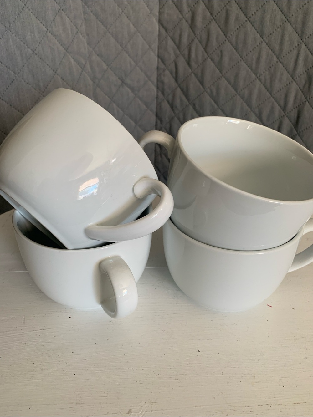 #548 Martha Stewart White Ceramic Mugs - Set of 4